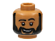 Part No: 3626cpb3016  Name: Minifigure, Head Black Eyebrows and Beard with White Spots, Reddish Brown Lines over Eyes, Smile with Teeth Pattern - Hollow Stud