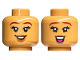 Part No: 3626cpb3301  Name: Minifigure, Head Dual Sided Female Dark Red Eyebrows, Dark Orange Lips, Open Mouth Smile with Teeth / Large Smile with Dark Pink Tongue Pattern - Hollow Stud