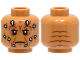 Part No: 3626cpb3313  Name: Minifigure, Head Alien with SW Nikto Tan Spikes, Dark Orange Eye Shadow, Reddish Brown Cheek Lines and Wrinkles, Frown, Lines on Back Pattern - Hollow Stud