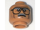 Part No: 3626pb1715  Name: Minifigure, Head Dark Bluish Gray Bushy Eyebrows, Moustache, and Stubble, Black Glasses, Dark Brown Cheek Lines, Chin Dimple, and Wrinkles, Furrowed Brow, Stern Pattern