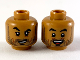 Part No: 3626pb2442  Name: Minifigure, Head Dual Sided Black Eyebrows and Stubble, Raised Right Eyebrow / Open Mouth Smile Pattern