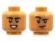Part No: 3626pb2884  Name: Minifigure, Head Dual Sided Black Eyebrows, Smile with Teeth / Grin with Raised Eyebrow Right Pattern