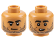 Part No: 3626pb3157  Name: Minifigure, Head Dual Sided Black Eyebrows and Stubble, Neutral / Lopsided Open Mouth Pattern