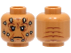 Part No: 3626pb3313  Name: Minifigure, Head Alien with SW Nikto Tan Spikes, Dark Orange Eye Shadow, Reddish Brown Cheek Lines and Wrinkles, Frown, Lines on Back Pattern