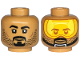 Part No: 3626pb3469  Name: Minifigure, Head Dual Sided Black Eyebrows, Goatee, and Stubble, Neutral / Bright Light Orange Visor, Chin Strap Pattern