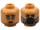 Part No: 3626pb3537  Name: Minifigure, Head Dual Sided Female Black Eyebrows and Eyelashes, Dark Azure Eyes, Neutral with Reddish Brown Lips / Dark Bluish Gray and Dark Silver Mask Pattern