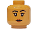 Part No: 3626pb3719  Name: Minifigure, Head Female Black Eyebrows, Eyes and Eyelashes, Reddish Brown Lips, Neutral Pattern