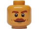 Part No: 3626pb3733  Name: Minifigure, Head Reddish Brown Thick Eyebrows and Moustache, Dark Tan Cheek Lines and Chin Dimple, Neutral Pattern