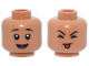 Part No: 3626pb3748  Name: Minifigure, Head Dual Sided Child Female Black Eyebrows, Single Eyelashes, Open Mouth Smile / Closed Eyes and Red Tongue Sticking Out Pattern