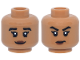 Part No: 3626pb4227  Name: Minifigure, Head Dual Sided Female Black Eyebrows and Eyelashes, Reddish Brown Lips, Slight Smile / Crooked Mouth Frown Pattern