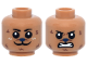 Part No: 3626pb4228  Name: Minifigure, Head Dual Sided Black Eyebrows, Reddish Brown Fur, Dark Blue Nose, Tan Smile Lines / Angry Clenched Teeth Pattern