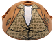 Part No: 4412pb03  Name: Cylinder Hemisphere 5 x 5, Axle Hole in Center and 2 Pin Holes with Torn Jacket, Tan Shirt with Buttons, Wrinkles and Dark Tan Hearts over White Undershirt Pattern