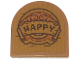 Part No: 5520pb010  Name: Tile, Round 2 x 2 Half Circle Extended with Wood Grain and 'HAPPY' Pattern (Sticker) - Set 43242