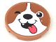 Part No: 67095pb026  Name: Tile, Round 3 x 3 with Winking Dog Face with Coral Tongue, Black Nose and Mouth Pattern (Sticker) - Set 41699