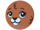 Part No: 67095pb132  Name: Tile, Round 3 x 3 with Bunny / Rabbit Face with Black and White Eyes, Nose, Mouth and Muzzle, Reddish Brown Fur Pattern