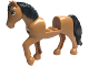 Part No: 69820c01pb09  Name: Horse, Friends Style with 2 x 2 Cutout and Movable Neck with Fixed Flexible Rubber Black Tail and Mane with Tan Eyes, Black Eyebrows Pattern (Spring)