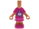 Part No: 69969pb26  Name: Micro Doll, Body with Molded Magenta Short Layered Dress and Shoes and Printed Bright Pink and Dark Pink Axolotl Face and Bubbles Pattern