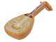 Part No: 80503pb02  Name: Minifigure, Utensil Musical Instrument, Lute with Dark Red Neck, White Strings, and Tan Body with Gold Filigree Trim Pattern