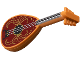 Part No: 80503pb04  Name: Minifigure, Utensil Musical Instrument, Lute with Black Neck, Silver Strings, and Dark Red Body with Gold Filigree Trim Pattern