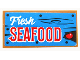Part No: 87079pb1325  Name: Tile 2 x 4 with White 'Fresh' and Red 'SEAFOOD' with Black Nails and Lines on Medium Azure Background Pattern (Sticker) - Set 70422