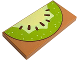 Part No: 87079pb1539  Name: Tile 2 x 4 with Lime Kiwi Fruit Slice with Dark Brown Seeds Pattern
