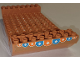 Part No: 95227pb01  Name: Boat, Hull Large Middle 8 x 16 x 2 1/3 with 5 Holes with White Squares in Dark Azure and Orange Circles Pattern on Both Sides (Stickers) - Set 41702