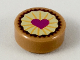 Part No: 98138pb094  Name: Tile, Round 1 x 1 with Pastry, Magenta Heart on Bright Light Yellow Icing Pattern