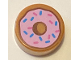 Part No: 98138pb182  Name: Tile, Round 1 x 1 with Donut / Doughnut with Bright Pink Frosting and Dark Azure and Dark Pink Sprinkles Pattern