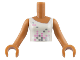 Part No: FTGpb010c01  Name: Torso Mini Doll Girl White Top with Bright Pink and Silver Squares Pattern, Medium Nougat Arms with Hands