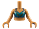 Part No: FTGpb233c01  Name: Torso Mini Doll Girl Dark Blue Halter Top with Gold Trim Pattern, Medium Nougat Arms with Hands