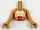 Part No: FTGpb310c01  Name: Torso Mini Doll Girl Tan Tank Top, Red Sash Pattern, Medium Nougat Arms with Hands
