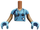 Part No: FTGpb401c01  Name: Torso Mini Doll Girl Medium Blue Shirt with Stethoscope and Bone in Pocket Pattern, Medium Nougat Arms with Hands with Medium Blue Short Sleeves and Gloves