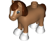 Part No: horse05c01pb04  Name: Duplo Horse Baby Foal Pony with Reddish Brown Mane and Tail, White Blaze and Hooves Pattern