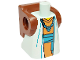 Part No: 100453pb02  Name: Body Short Dress with Arm Pin Holes with Molded Reddish Brown Backpack and Printed White Spirals, Orange Shirt, Yellow Neck, Dark Azure Sash Belt, and Necklace Pattern