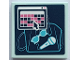 Part No: 3068pb2561  Name: Tile 2 x 2 with Computer Screen with Cursor, Window with Dark Blue and Dark Pink Squares, Medium Azure X-Ray of Bag, Sunglasses and Microphone Pattern (Sticker) - Set 41429