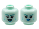 Part No: 3626pb2961  Name: Minifigure, Head Dual Sided Alien Female Dark Turquoise Eyebrows, Silver Freckles, Dark Azure Lips, Cheek Lines, Smile / Scowl Pattern