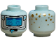 Part No: 3626pb3863  Name: Minifigure, Head Alien Blue Thick Eyebrows and Eye Spirals, White Visor with Medium Azure Lens, Tongue, Gold Dots on Back Pattern