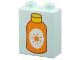 Part No: 4066pb834  Name: Duplo, Brick 1 x 2 x 2 with Orange Sunscreen Bottle with Yellow Cap Pattern