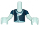 Part No: FTGpb235c01  Name: Torso Mini Doll Girl Dark Blue Tunic with Silver Blue Rim Pattern, Light Aqua Arms with Hands with Dark Blue Sleeves