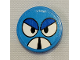 Part No: 14769pb499  Name: Tile, Round 2 x 2 with Bottom Stud Holder with White Eyes and Mandibles, Blue Angry Eyelids Pattern (Sticker) - Set 21331 (Sonic the Hedgehog Moto Bug Face)
