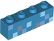 Part No: 3010pb350  Name: Brick 1 x 4 with Bright Light Blue, Dark Bluish Gray and Sand Blue Squares Pattern (BrickHeadz Zombie Abdomen)
