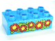 Part No: 3011pb036  Name: Duplo, Brick 2 x 4 with Red Flowers Pattern