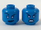 Part No: 3626pb2047  Name: Minifigure, Head Dual Sided Alien Female Dark Blue Eyebrows and Lips, Smirk with Raised Eyebrow / Fierce Expression Pattern