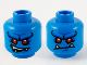 Part No: 3626pb2702  Name: Minifigure, Head Dual Sided Alien, Pronounced Brow, Red Eyes, White Fangs, Lopsided Smile / Lopsided Frown Pattern