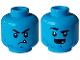 Part No: 3626pb3449  Name: Minifigure, Head Dual Sided Alien Black Eyebrows, Blue Beard Stubble, White Sharp Tooth, Angry Frown / Open Mouth Smile, Right Raised Eyebrow Pattern