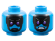 Part No: 3626pb3546  Name: Minifigure, Head Dual Sided Alien Dark Bluish Gray Eyebrows, Dark Purple Eyes, Black Mask, Frown / Angry Bared Teeth Pattern