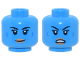 Part No: 3626pb3923  Name: Minifigure, Head Dual Sided Alien Female SW Twi'lek with Black Eyebrows, Nougat Lips, Blue Cheek Lines, Neutral / Angry Open Mouth Frown with Teeth Pattern