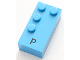Part No: 60230pb01  Name: Brick, Braille 2 x 4 with 4 Studs with Black Capital Letter P Pattern (dots-1234 ⠏)