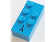Part No: 60291pb01  Name: Brick, Braille 2 x 4 with 5 Studs with Black Capital Letter A with Grave (À) Pattern (dots-12356 ⠷) (French with Antoine Numbers)