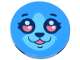 Part No: 67095pb088  Name: Tile, Round 3 x 3 with Dark Blue Eyebrows, Eyelashes, Nose and Chin Dimple, Coral Eyes with White Highlights, Medium Azure Muzzle Fur, Open Mouth Smile Pattern (Dreamzzz Bunchu Face)